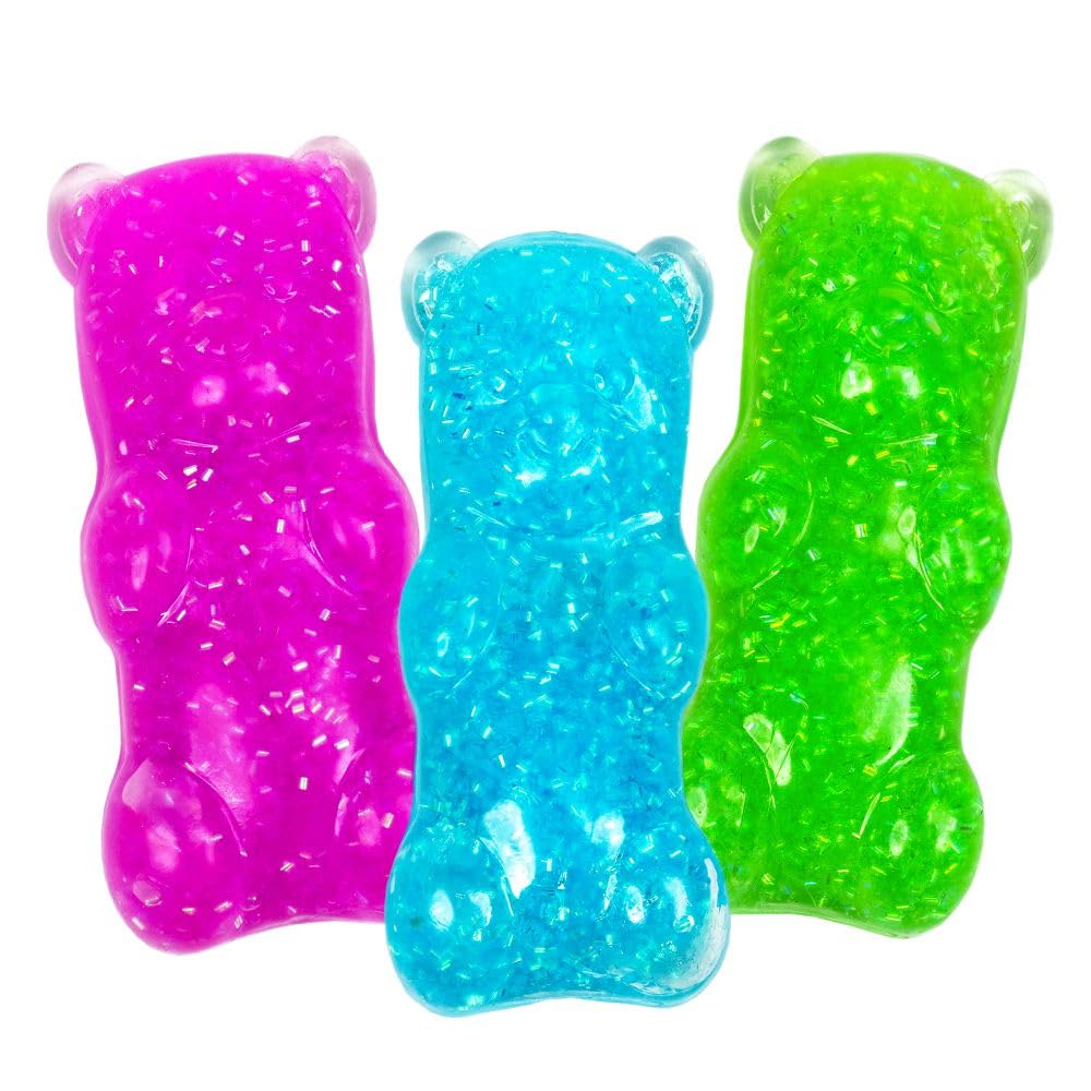 Keycraft Stress Relief Fidget Toys, Gel Bears with Shimmering Particles, One sent at random