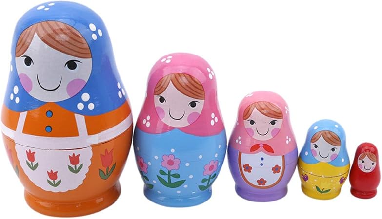 Amazon Gomyie 5ピースセット手作り木製ロシアの入れ子人形マトリョーシカ人形積み上げ人形セット マトリョーシカ おもちゃ