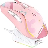 DAREU A950 Wireless Gaming Mouse with RGB Charging Dock,88g Lightweight Programmable Tri-Mode Wireless Mouse Gaming, Up to 12K DPI,1000Hz,120Hrs Playtime with RGB Backlit, Great for PC, Mac