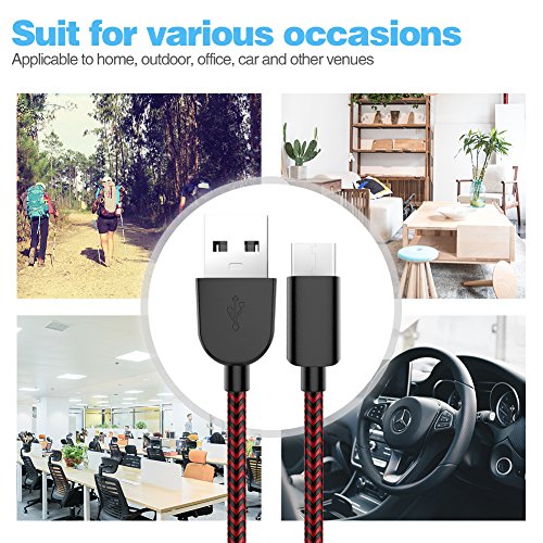 image for USB Type C TNSO Cable 5Pack (3/3/6/6/10FT) USB C Cable Nylon Braided T