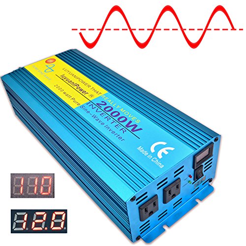 Cantonape Car Boat RV 2000W/4000W(Peak) Pure Sine Wave Power Inverter DC 12V to 110V AC with LCD Display