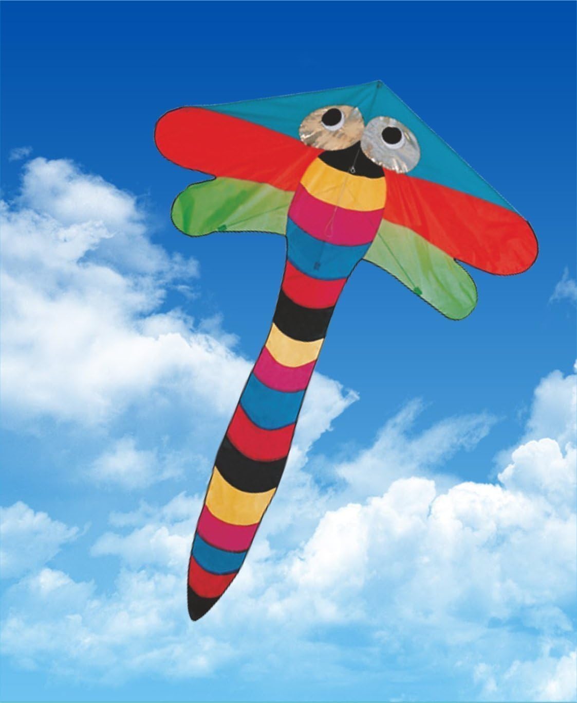 10 Feet Large Dragonfly Kite - Easy to Assemble, Launch & Fly! – Includes Kite Flying Guide, Kite Case & FREE 8" Folding Frisbee - Made with Tough Rip Stop Fabric.