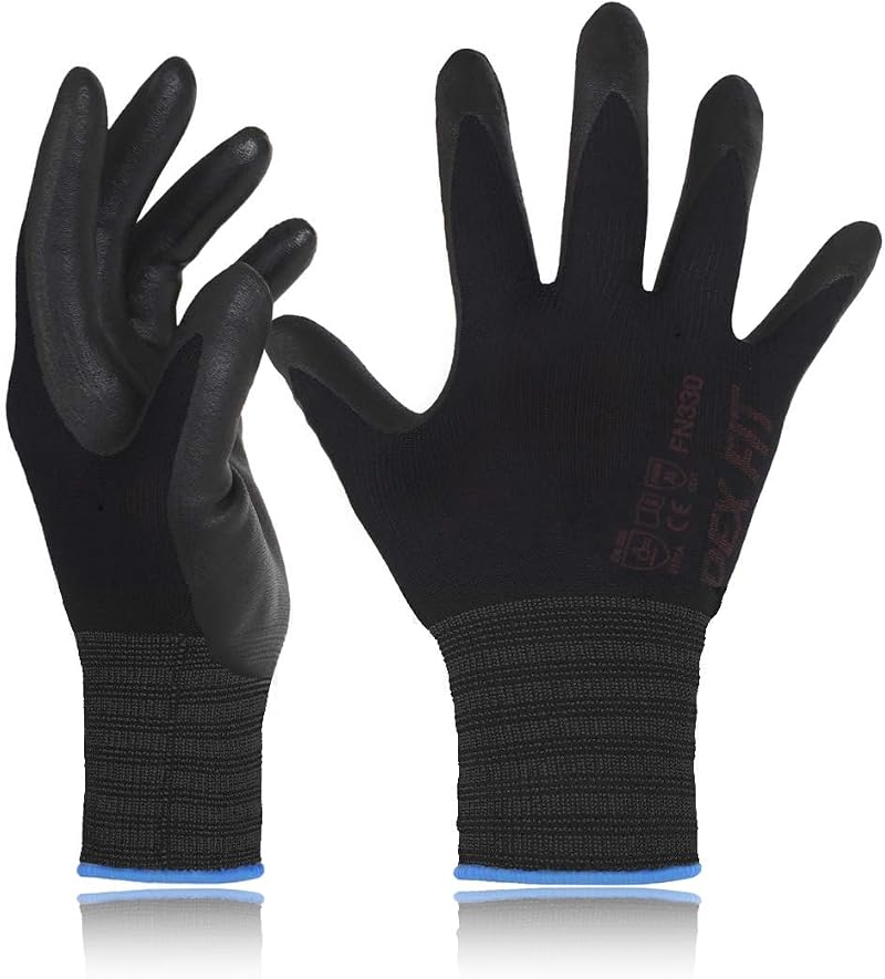 DEX FIT FN330 Work Gloves 3D Comfort Stretch Foam Nitrile Coated Large 3 Pairs