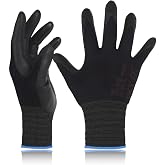 DEX FIT Nitrile Work Gloves FN330, 3D Comfort Fit, Touchscreen Grip Gloves for Warehouse, Construction, Package Handling, Delivery &amp; General Work, Men &amp; Women, Black, XS, 3 Pairs