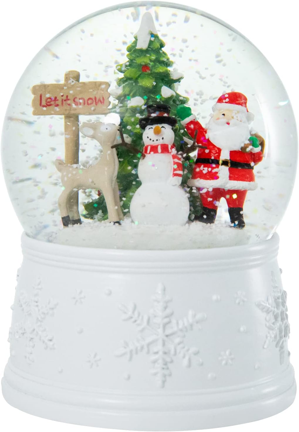 Snow Globes - Christmas Snow Globe Musical - Santa Claus Snowman White Water Snow Globes with 5 Colos Light Change Music Box Home Christmas Decor for Kids 5.3 Inch