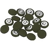 HARFINGTON 20pcs 24L Fabric Cloth Covered Button 15mm Round Holes Metal Shank Sewing Buttons for Suits Dress Blouses, Navy Green