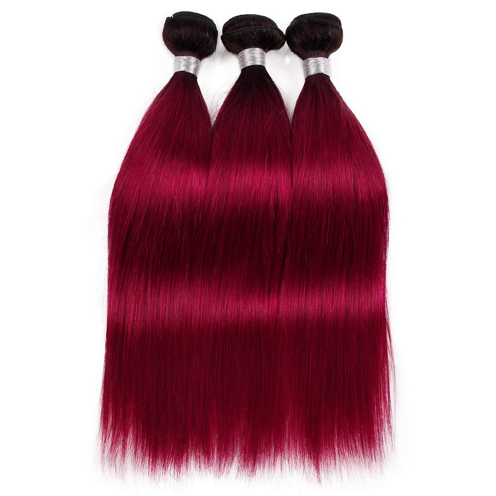 Amazon Com Violet Ombre Ib Red Bundles Brazilian Human Hair 3