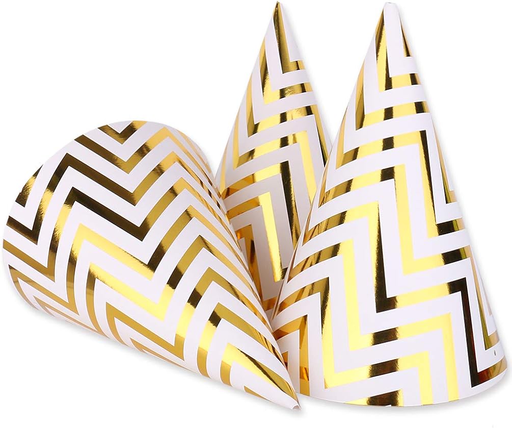 Gold Birthday Party Cone Hats, 12 ct: Clothing