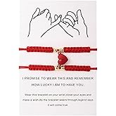 2pcs Handmade Braided Heart Couple Bracelets Mutual Attraction Matching Bracelet for Couples Women Men Best Friend Jewelry Lover Gifts