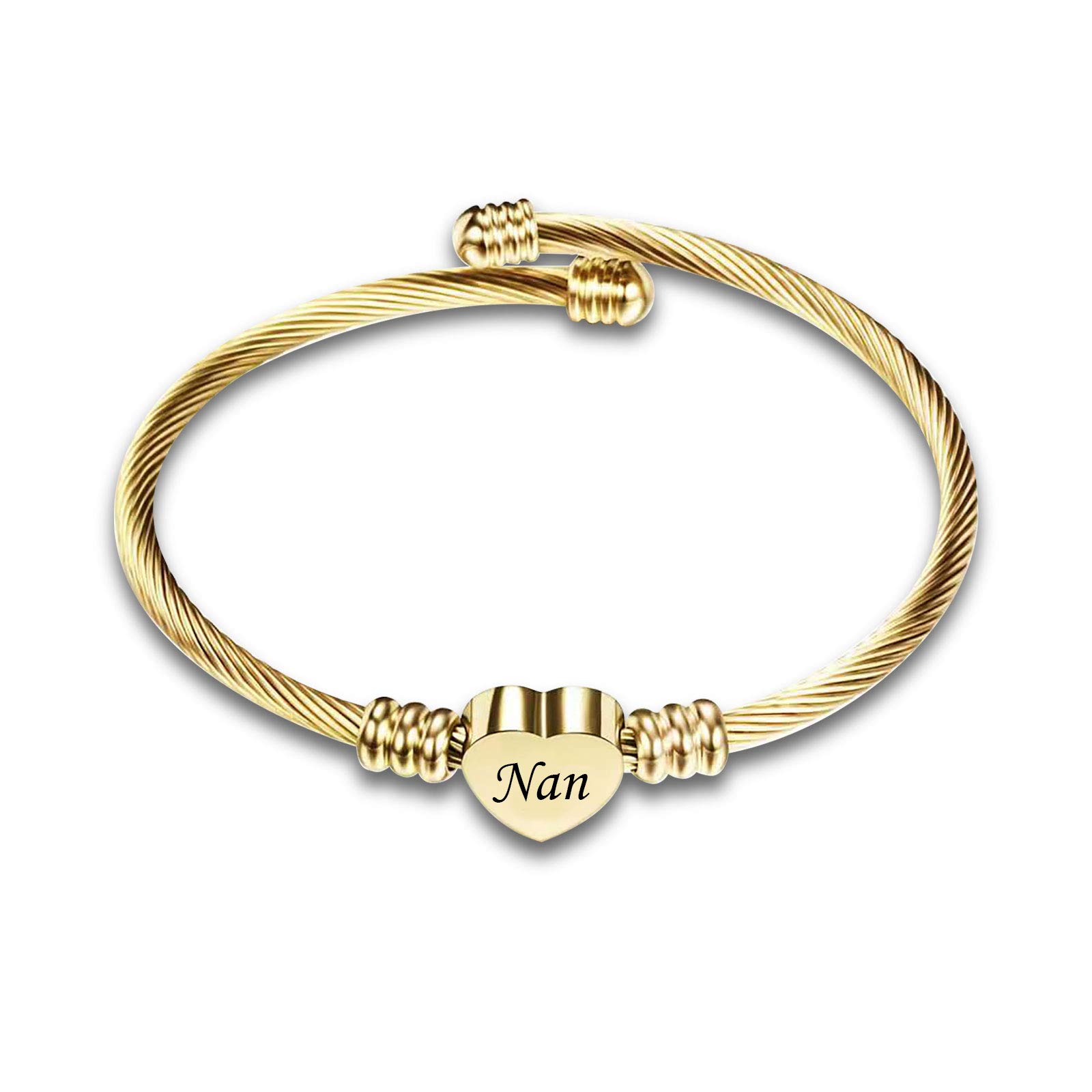 KunBead Jewelry Nan Nana Bracelet Birthday Gift from Granddaughter Bangle Love Heart Bracelets Cheap