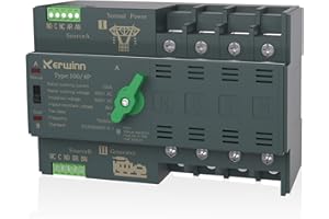 KERWINN Mini ATS Automatic Transfer Switch 100 amp Manual Power Transfer Switch 220V Dual Power Electrical Selector Switches DIN Rail Mount (4P)