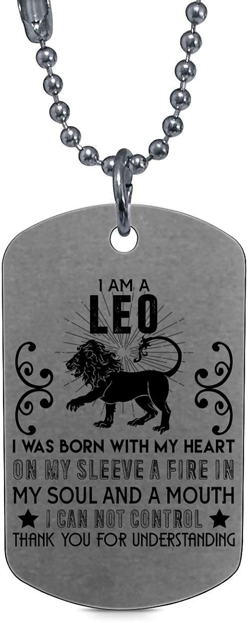 DLAWNECK Greatest Cancer Necklaces, I Am A Leo Dog Tag ...