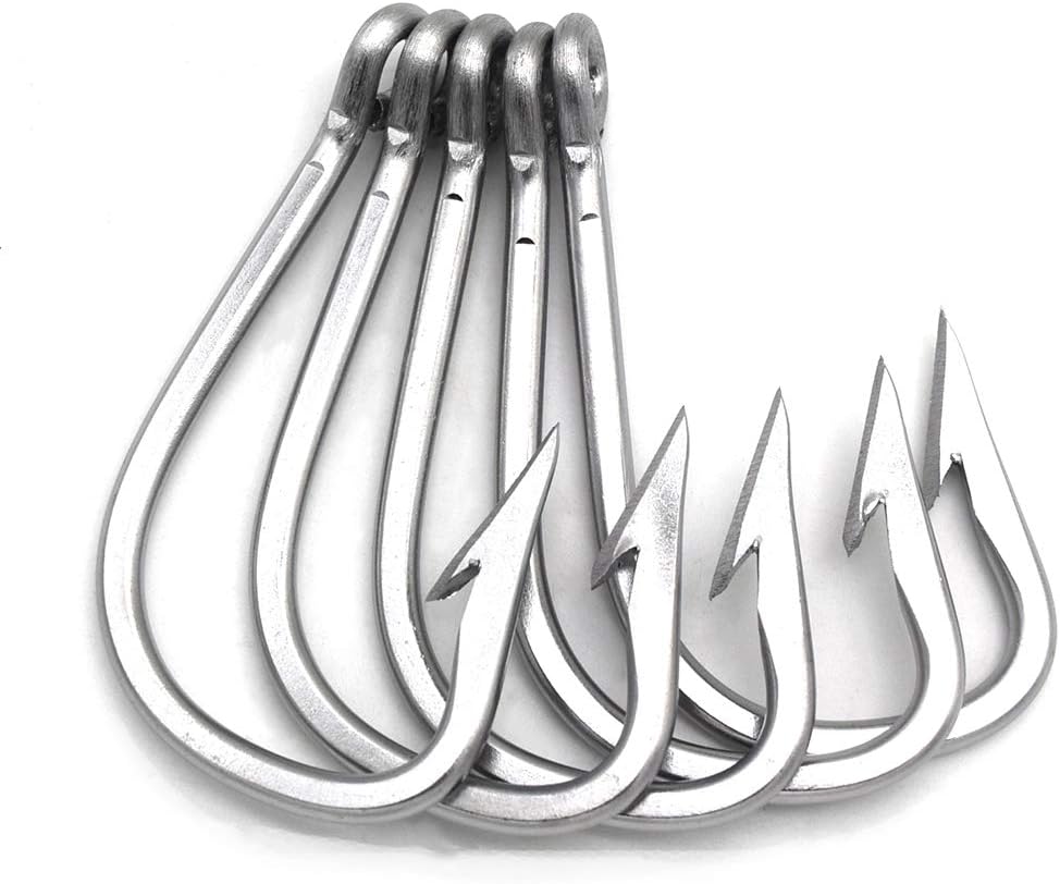 Saltwater Large Giant Shark,Tuna and Catfish Hooks Extra Strong Stainless Steel Fishing Hooks…