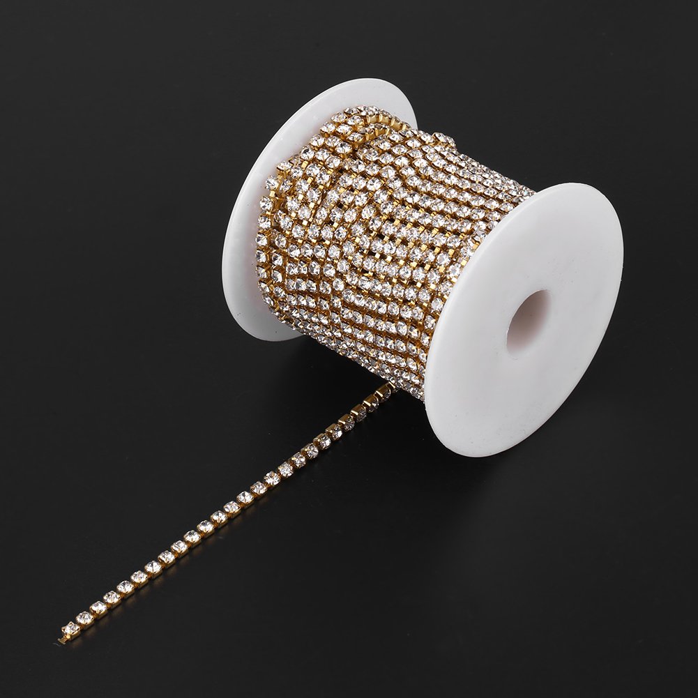 10m Crystal Rhinestone Close Chain,3mm/0.1inch Fringe Trim Crystal Jewellery Diamante Trim with Crystals Crafts Rhinestone Chain,Diamond DIY Sewing Craft Jewellery Making