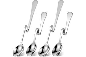 TOYANDONA 4pcs Stainless Steel Curved Coffee Spoons with S-Shaped Handle for Stirring and Mixing, Hanging Edge