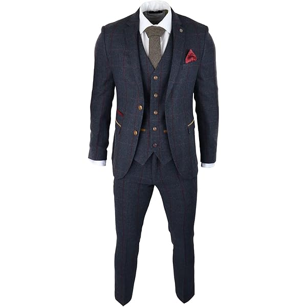 スーツ vintage blue 3peace suit Men's Classic Navy Blue Suit 3 Piece Tailored Fit Vintage
