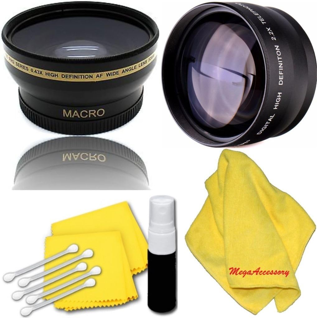 52mm 2X Telephoto Lens + 52mm 0.45x Wide Angle Lens with Macro for Gopro Hero3+, Hero4 Camera
