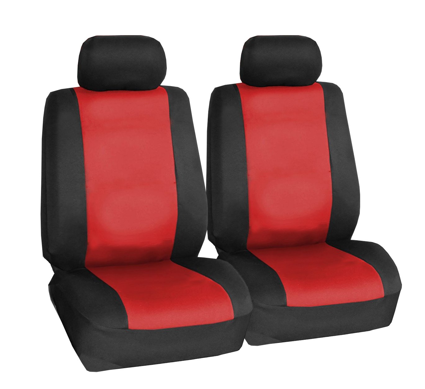 Carseatcover-UK® Waterproof RED & BLACK LEATHERETTE Heavy Duty Car Seat Covers - FRONT PAIR