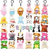 LUKBERA 28 Packs Plush Animals Keychain, Stuffed Animals Keychain Toys for Valentine's Day Easter Egg Fillers Classroom Exchange Gifts Goodie Bag