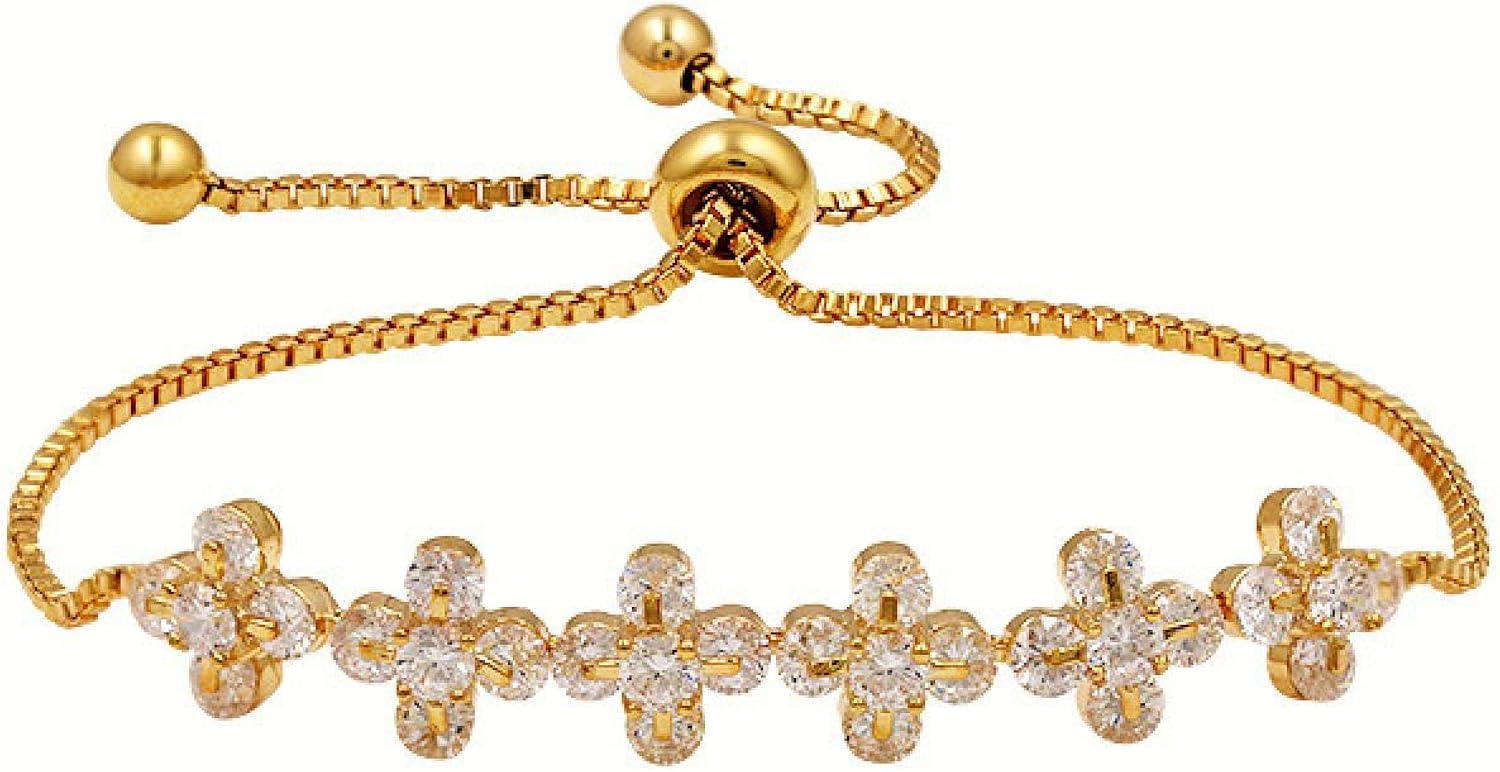 QSO Women's copper bracelet leaf bracelet with zirconia inlaid: Amazon