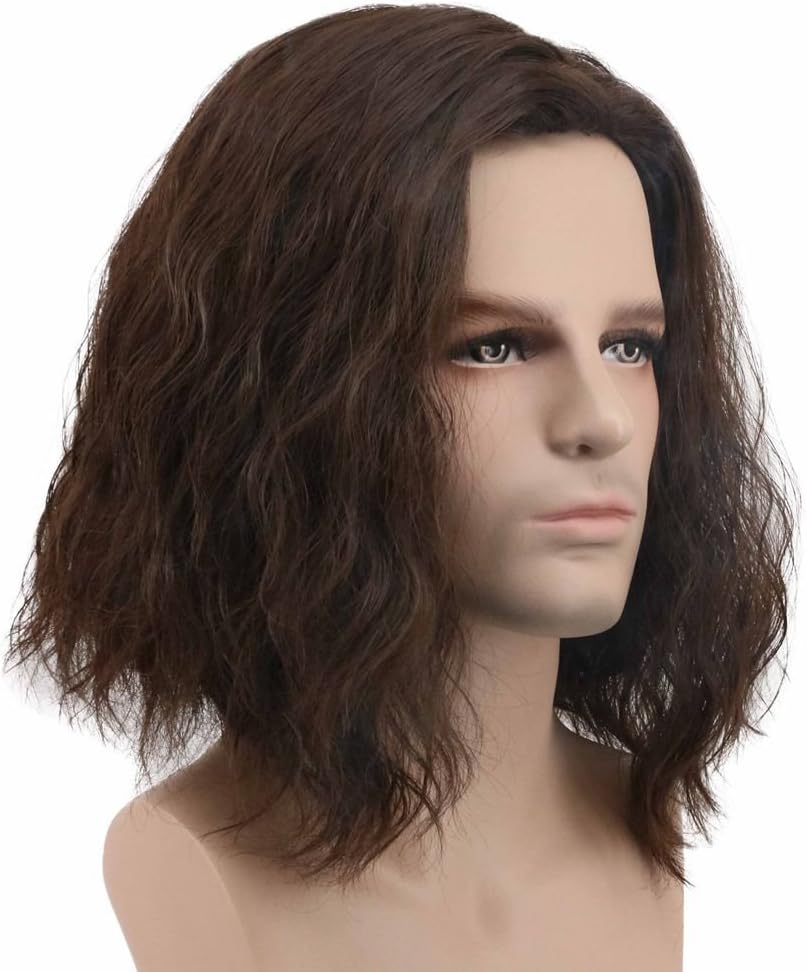 Karlery Men Fluffy Short Curly Brown Wig Halloween Cosplay Anime Costume Wig - Image 4