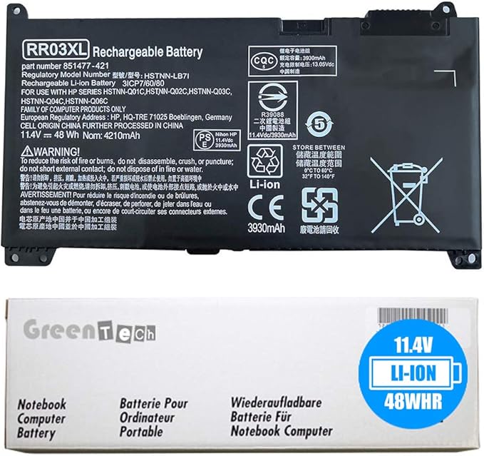 Amazon Com Greentech 855 Rrxl Pr Replacement Battery For Hp Probook 430 G4 430 G5 440 G4 440 G5 450 G4 450 G5 455 G4 455 G5 470 G4 470 G5 Greentech 11 4v 48whr 850 Rr03xl Computers Accessories