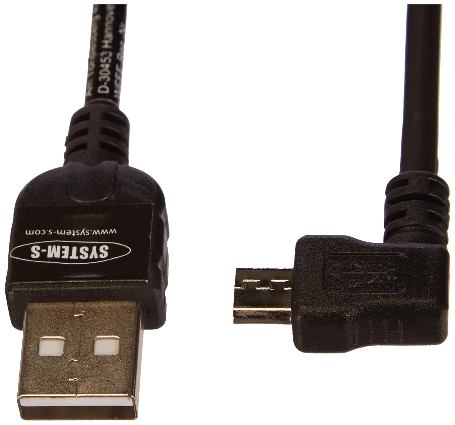 System-S Micro USB charger data spiral cable connector with 90 ° angled