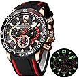 OLEVS Mens Watches Chronograph Waterproof Luminous Silicon Strap Multifunction Watches for Men Quartz Business Calendar Men Wrist Watch