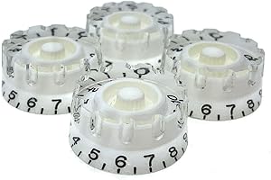 Dopro Set of 4 White Knurled Metric LP Guitar Speed Dial Knobs Control Knobs for Epi Les Paul/Import Guitar Bass w/Coarse 5.8mm Split Pots