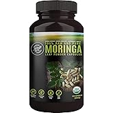 SUPREME HERBALS, 100% Raw and Pure Moringa Leaf Powder Capsules. Organic Certified Moringa Leaf. Natural Superfood with Essential Amino Acids, Antioxidants and Omega 3, 500mg, 120 Capsules.