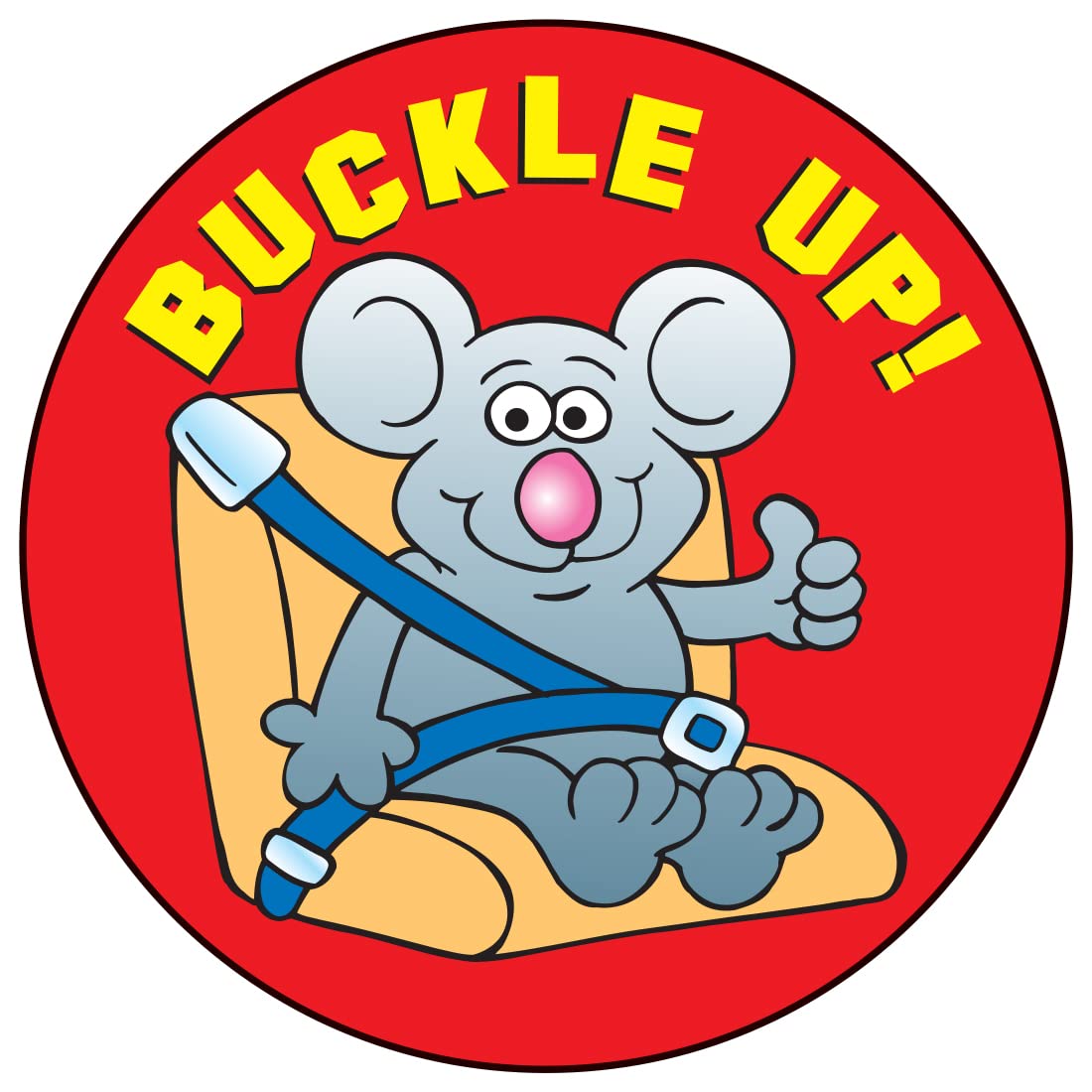 ZOCO - Buckle Up Sticker Roll (400 Count) - Seat Belt Safety - Positive Message Stickers - Kids Giveaways Bulk - 2 Inch Round