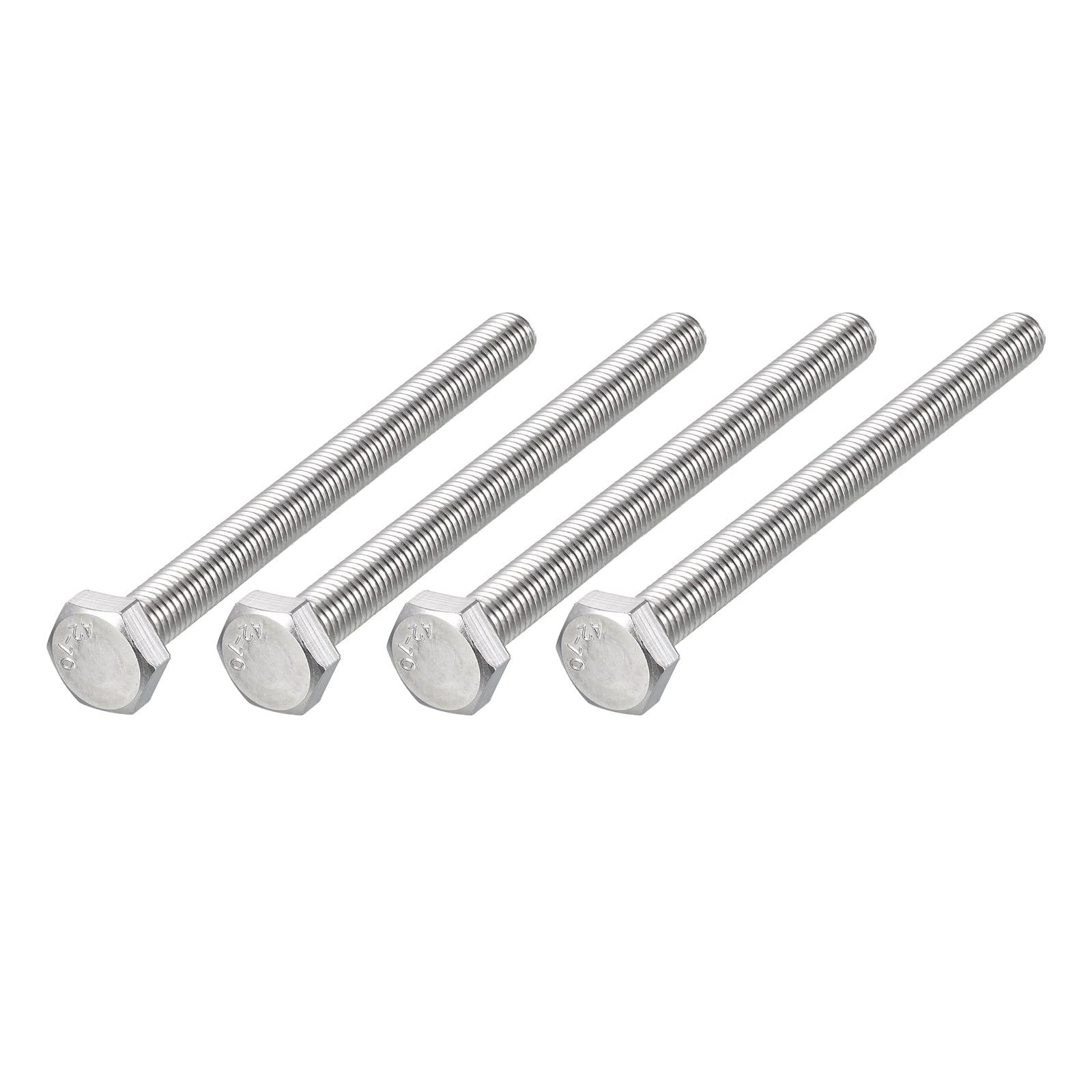 METALLIXITY Hex Bolts (M10-1.5x120mm) 4Pcs, 304 Stainless Steel Coarse Fully Threaded Hex Head Screw Bolt Machine Screws - for Furniture Repair, Silver