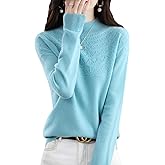 RUCPUW 100% Merino Wool Sweaters Women's Fall Winter Warm Soft Knitted Loose Pullover Turtleneck Long Sleeves