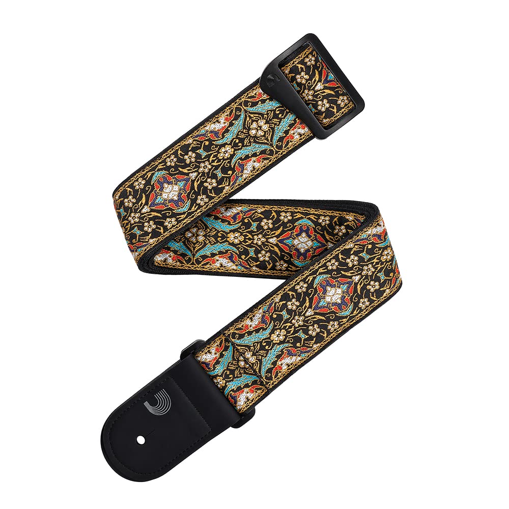D'Addario Accessories Guitar Strap - Eco-Comfort Persian Woven Guitar Strap - Made from Recycled Materials - Black