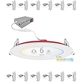 NUWATT 12 Pack 6 Inch 2 Hour FIRE Rated LED Recessed Lighting, 2700K/3000K/3500K/4000K/5000K Selectable, 1200 Lumens Dimmable, Wet & IC Rated Ultra Thin Canless LED Wafer Lights, No Fire Cone Needed