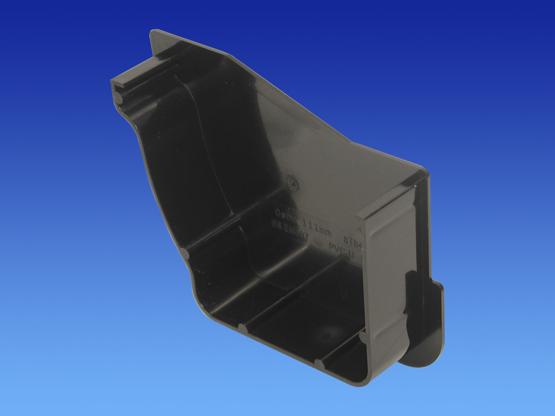 OSMA Black 111mm Stopend Internal Left Hand for Stormline Ogee Gutter System 8T840B