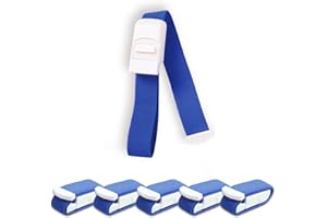 HEINALOUS Buckle Tourniquet for Blood Drawing, Adjustable Tourniquets, Sport Emergency, Outdoor Elastic Strap Buckle Band, Pack of 5pcs, Blue (Blue, 5pcs)