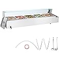 VEVOR 5-Pan Commercial Food Warmer, 5 x 12QT Electric Steam Table with Glass Cover, 1700W Countertop Stainless Steel Buffet Bain Marie 86-185°F Temp Control for Catering, Restaurants, Silver