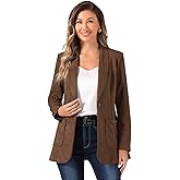 Allegra K Faux Suede Blazer for Women's Lapel Collar One Button Dressy Suit Jacket