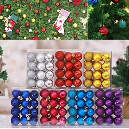 Elaco 24pcs Christmas Balls Ornaments Xmas Trees Wedding Parties Mini Tree Decorations (7 Color/Set)