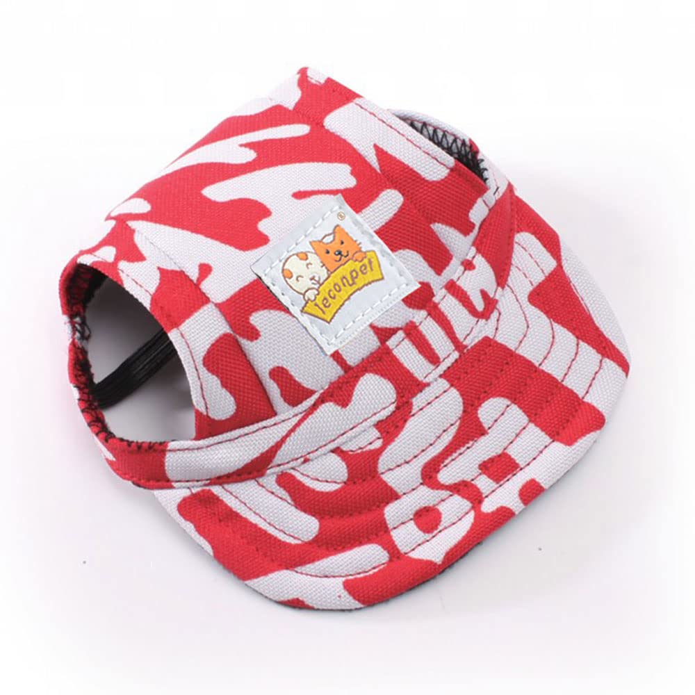 leconpet Baseball Caps hats with Neck Strap Adjustable comfortable Ear Holes for small Medium and Large Dogs in Outdoor Sun Protection (S, Red Letters) — image 1