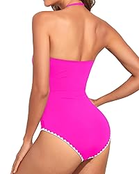 Holipick Women Hot Pink with White One Piece
