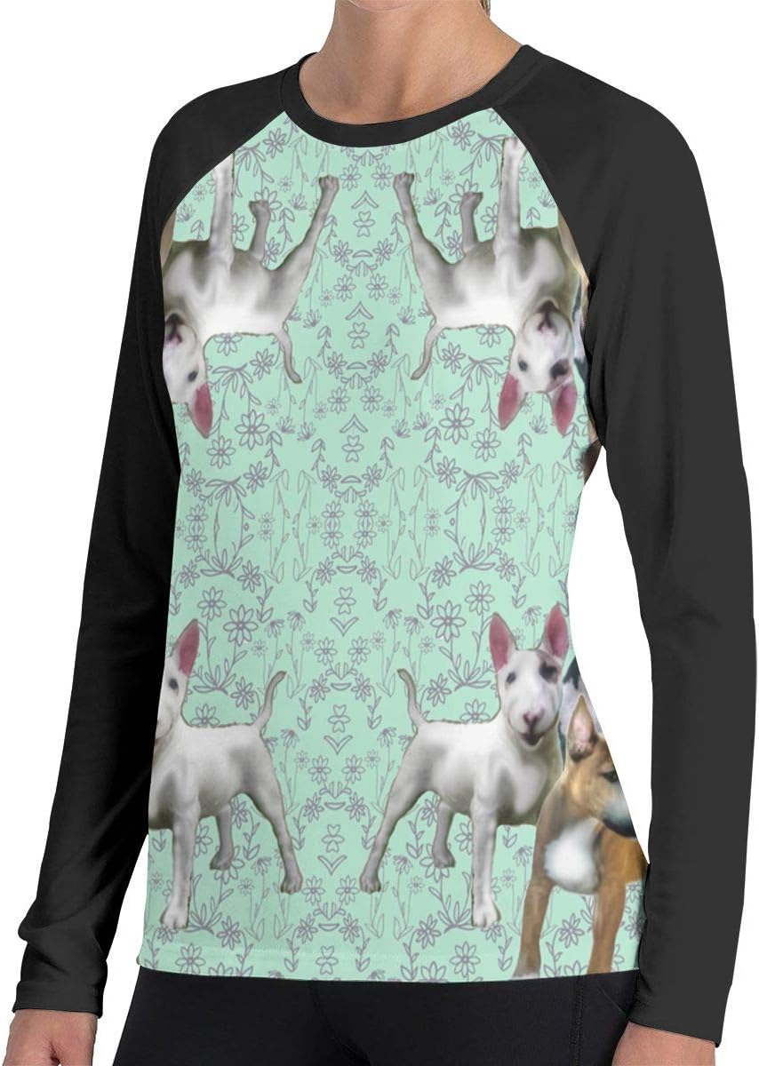 Tuooluo Bull Terriers and Flowers Women's Casual Long Sleeve T-Shirts Sweatshirt Tops Blouse