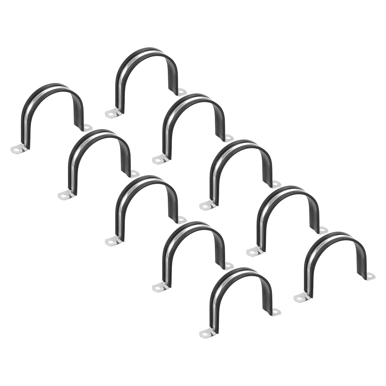 PATIKIL 2.91 inch/74mm Rigid Pipe Strap Clamp, 12 Pcs 304 Stainless Steel Two Hole U-Shape Tube Clip Pipe Fasten Holder for Pipe Fixing