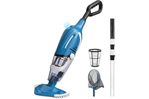 Enhulk Pool Vacuum for Above Ground Pool, 2025 Upgraded Pool Vacuum with A Telescopic Pole, 18.5 Gal/Min Powerful Suction, 80Mins Runtime, Effortlessly Cleans Debris Underwater (Blue)
