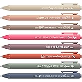 Sayglossy 80 Pcs Bible Verse Pens Christian Ballpoint Pens Inspirational Quotes Writing Tool Small Retractable Tiny Black Ink Religious Gifts for Women Men Office School (Light Color)
