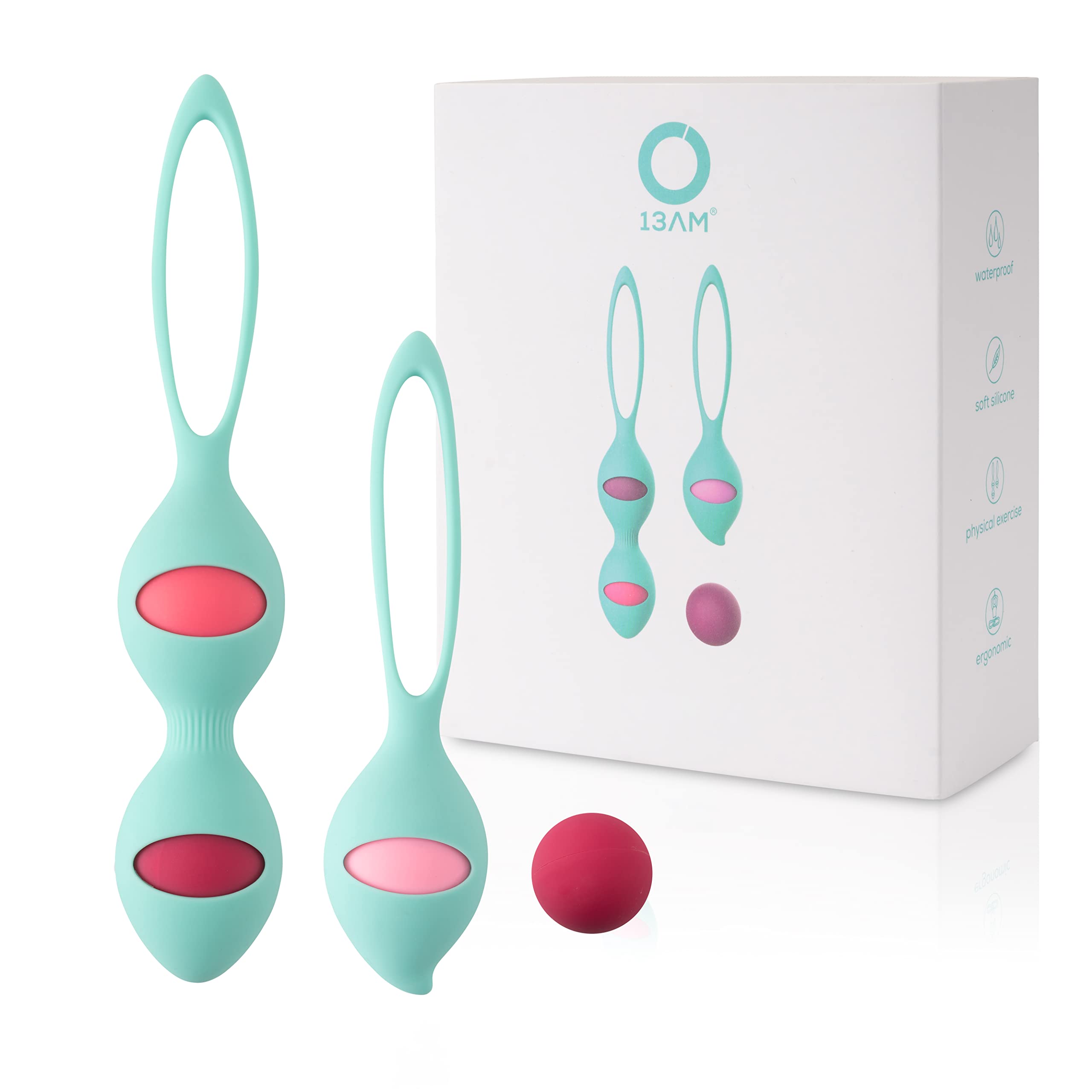 13 AM Kegel Devices for Women - Pelvic Floor Strengthener Exerciser with 4 Kegel Pregnancy (Before and After) - Pelvic Muscle Toners - Kegel Balls for Women - Kegal Weights - Birth Balls Exerciser