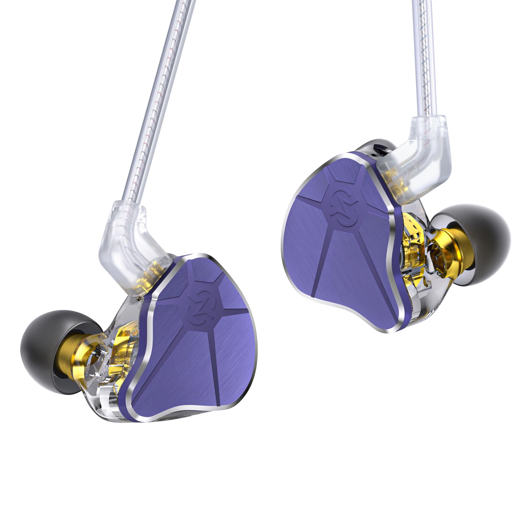 Yinyoo CCZ BC04 IEM in Ear Monitors, Hybrid DD+BA High Dynamic Music Wired Earbuds Earphones, Stereo Sound Ear Headphones for Musician Singer, High Purity 5N OFC Plated Silver Cable (No mic, Purple)