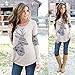 Shensee Female Loose Elk Deer Printing Splice Long Sleeve Tops Pullover Shirt