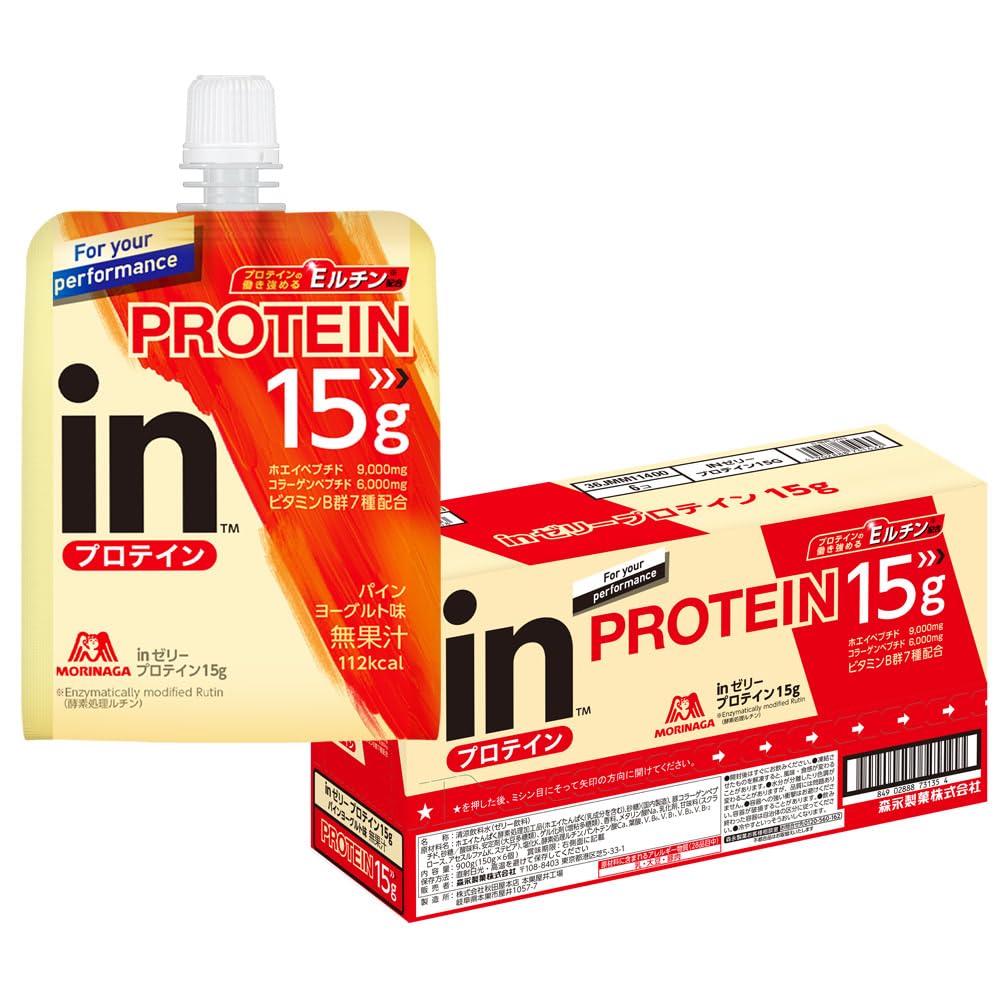 森永製菓 inゼリープロテイン15g 180g ×6個 タンパク質15g ホエイプロテイン コラーゲンペプチド ビタミンB群7種配合商品画像